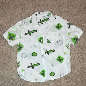 🟩 Kids Minecraft Button Down Shirt 🟩